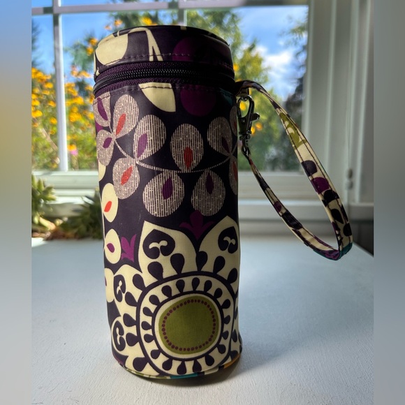 Vera Bradley multi color floral insulated zipper bottle holder travel bag - Picture 2 of 7